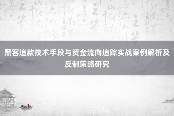 黑客追款技术手段与资金流向追踪实战案例解析及反制策略研究